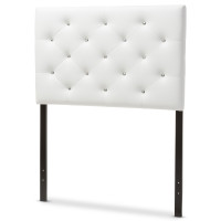 Baxton Studio BBT6506-White-Twin HB Viviana Upholstered Button-Tufted Twin Size Headboard